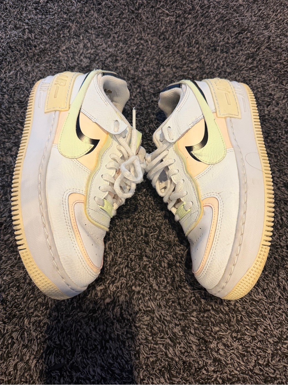 Nike White Sneakers with Pastel Yellow & Pink Accents